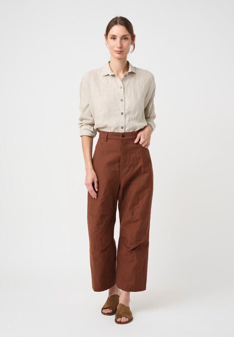 Forme d'Expression Cotton Canvas Skewed 5 Pocket Pants in Cacao Brown