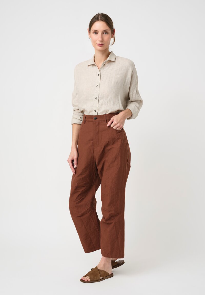 Forme d'Expression Cotton Canvas Skewed 5 Pocket Pants in Cacao Brown