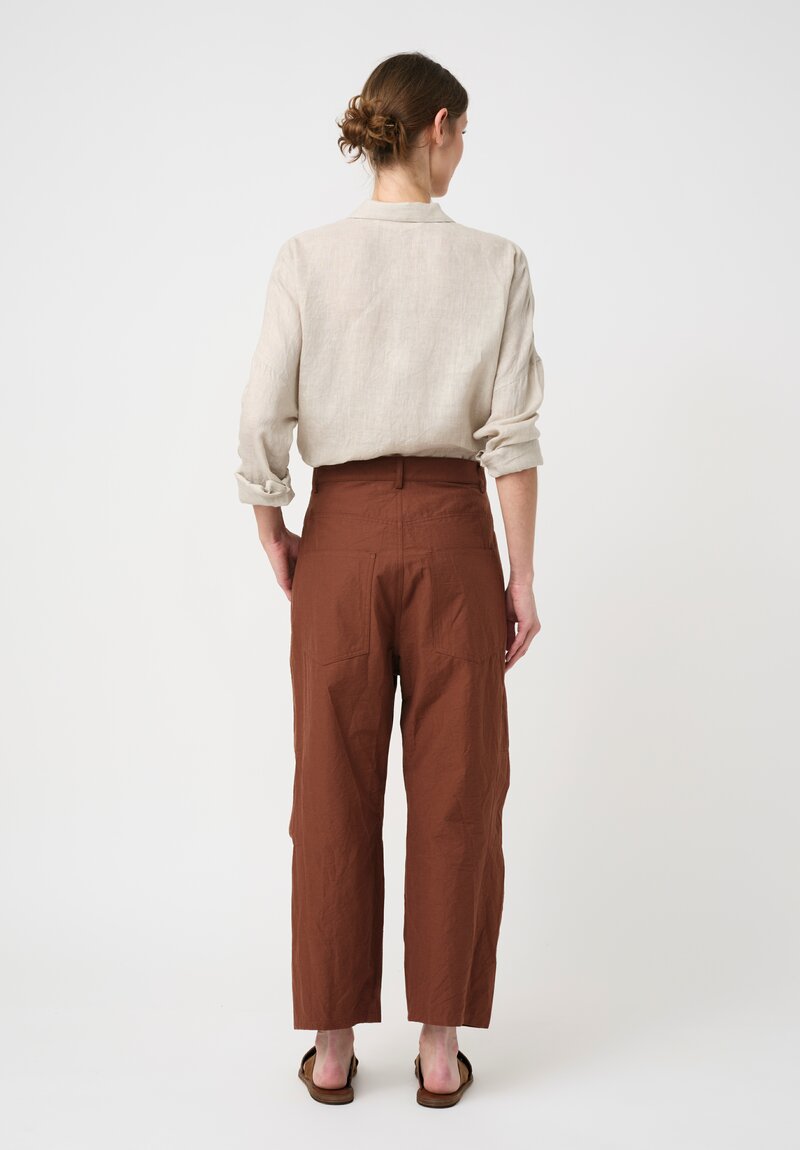 Forme d'Expression Cotton Canvas Skewed 5 Pocket Pants in Cacao Brown