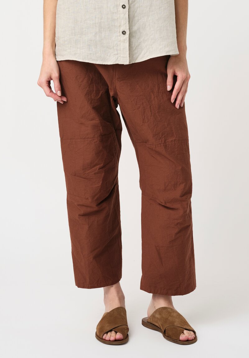 Forme d'Expression Cotton Canvas Skewed 5 Pocket Pants in Cacao Brown