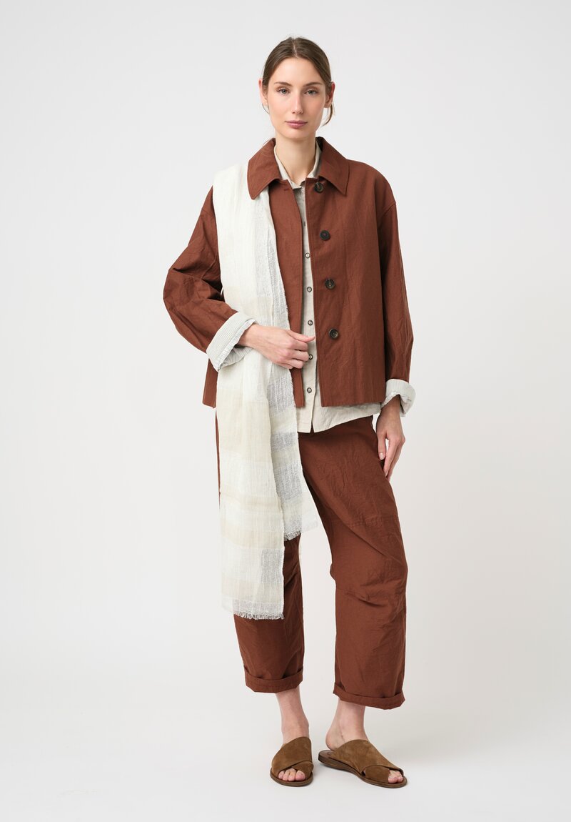 Forme d'Expression Cotton Canvas Skewed 5 Pocket Pants in Cacao Brown