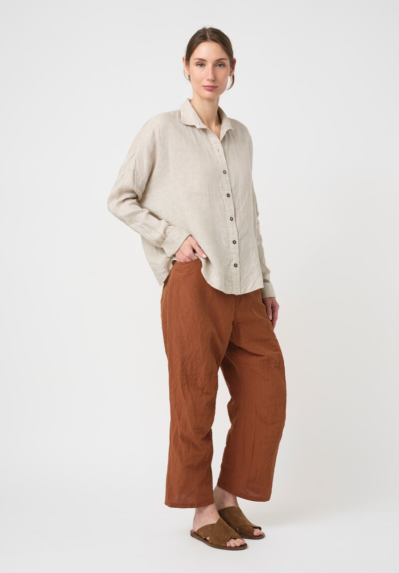 Forme d'Expression Woven Linen Squared Shirt in Powder White
