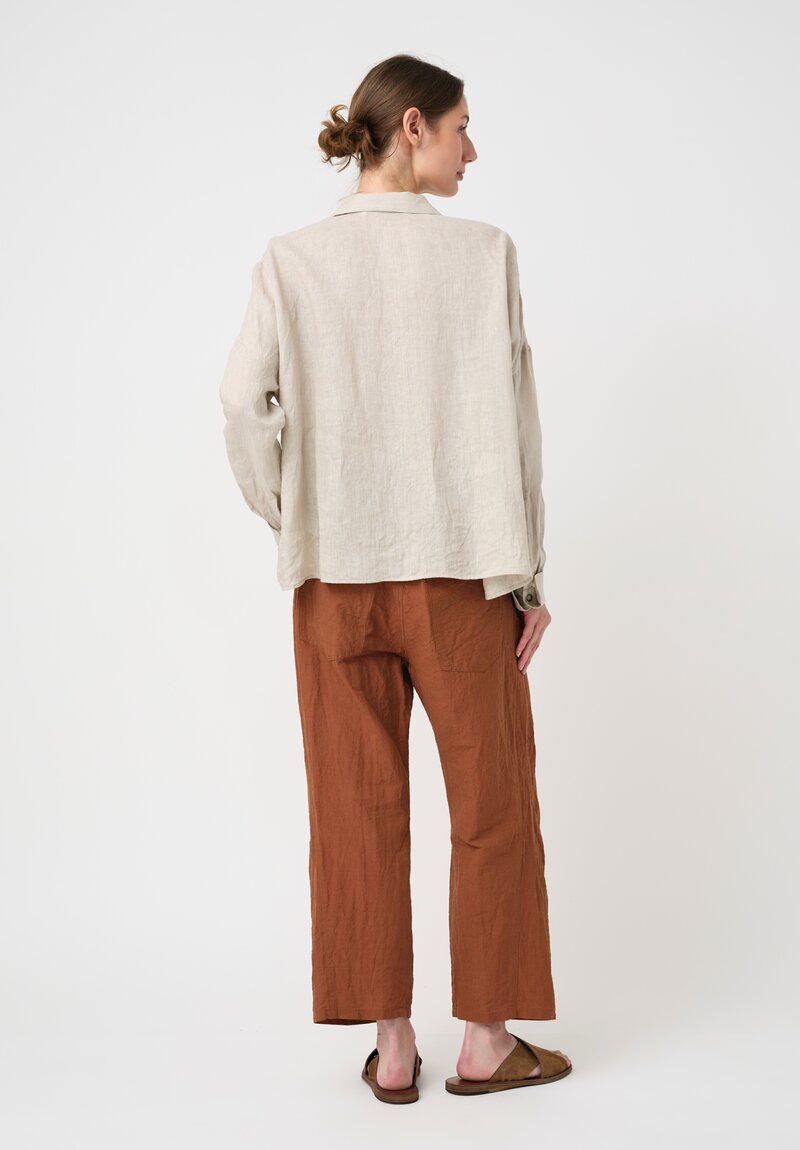 Forme d'Expression Woven Linen Squared Shirt in Powder White