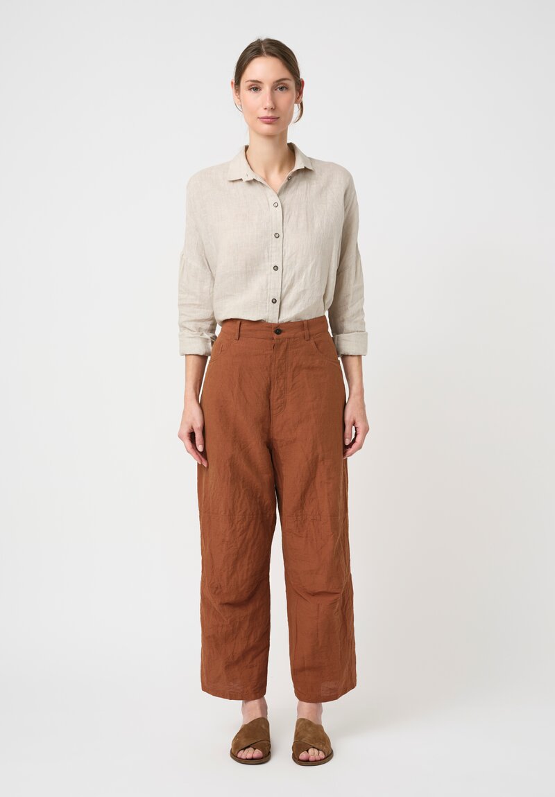 Forme d'Expression Woven Linen Squared Shirt in Powder White