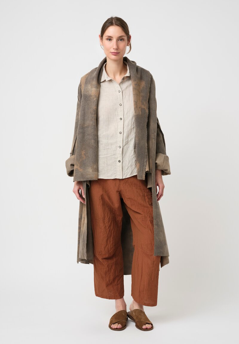 Forme d'Expression Woven Linen Squared Shirt in Powder White