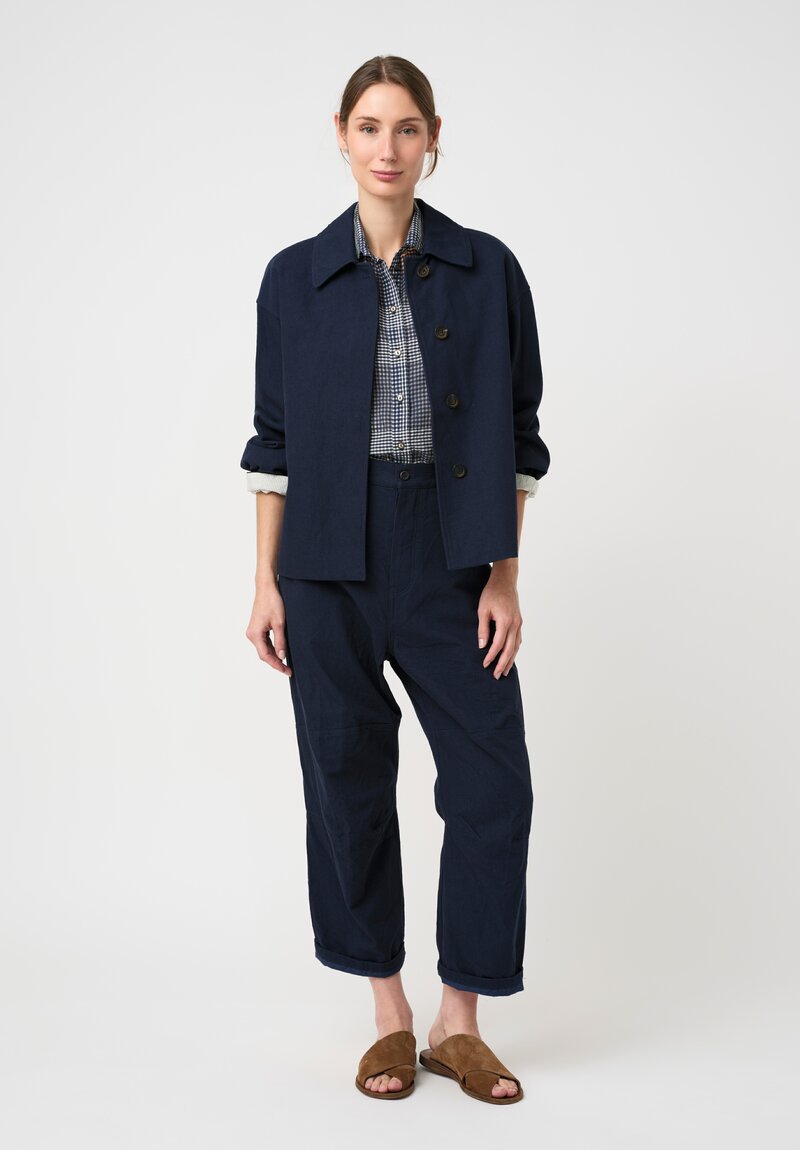 Forme d'Expression Cotton & Silk Squared Shirt in Blue Tartan