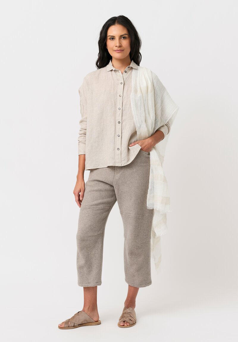 Forme d'Expression Linen Barre Scarf in Sand & White Stripes