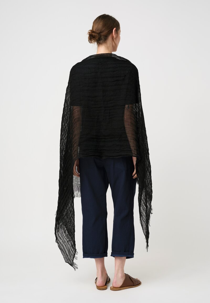 Forme d'Expression Linen Dotted Weave Lottie Scarf in Black