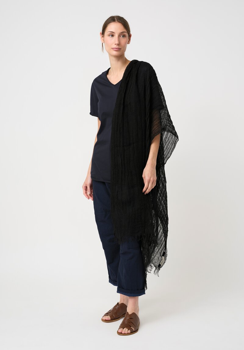 Forme d'Expression Linen Dotted Weave Lottie Scarf in Black