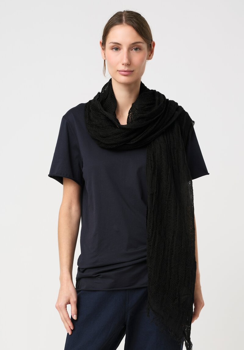 Forme d'Expression Linen Dotted Weave Lottie Scarf in Black