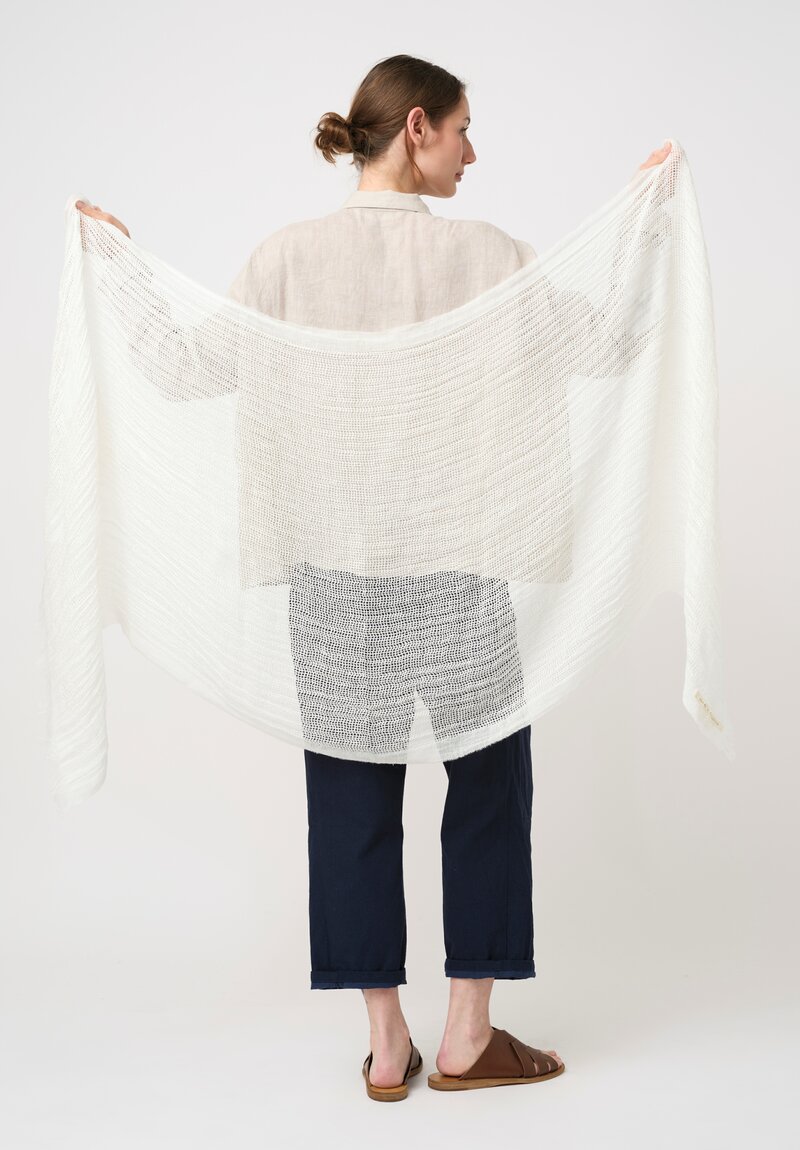 Forme d'Expression Linen Dotted Weave Lottie Scarf in White