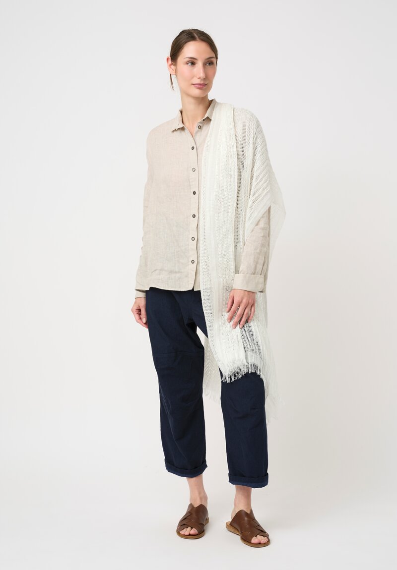 Forme d'Expression Linen Dotted Weave Lottie Scarf in White