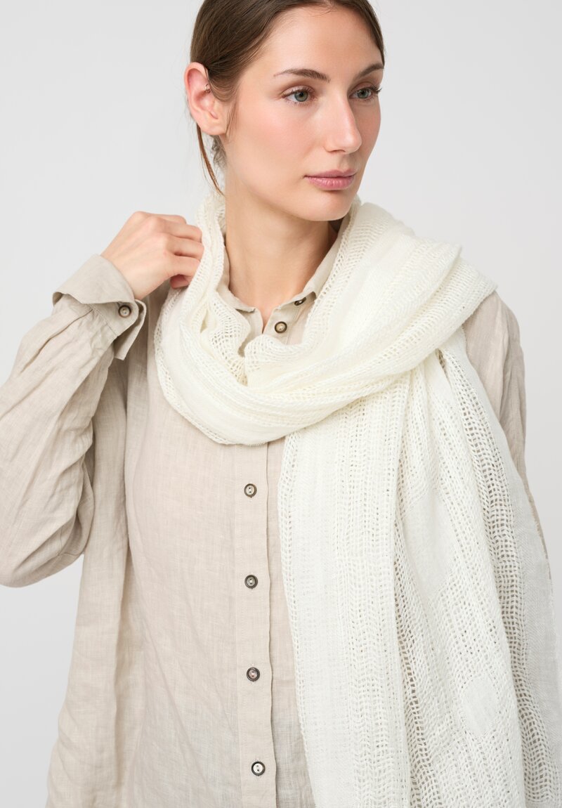Forme d'Expression Linen Dotted Weave Lottie Scarf in White