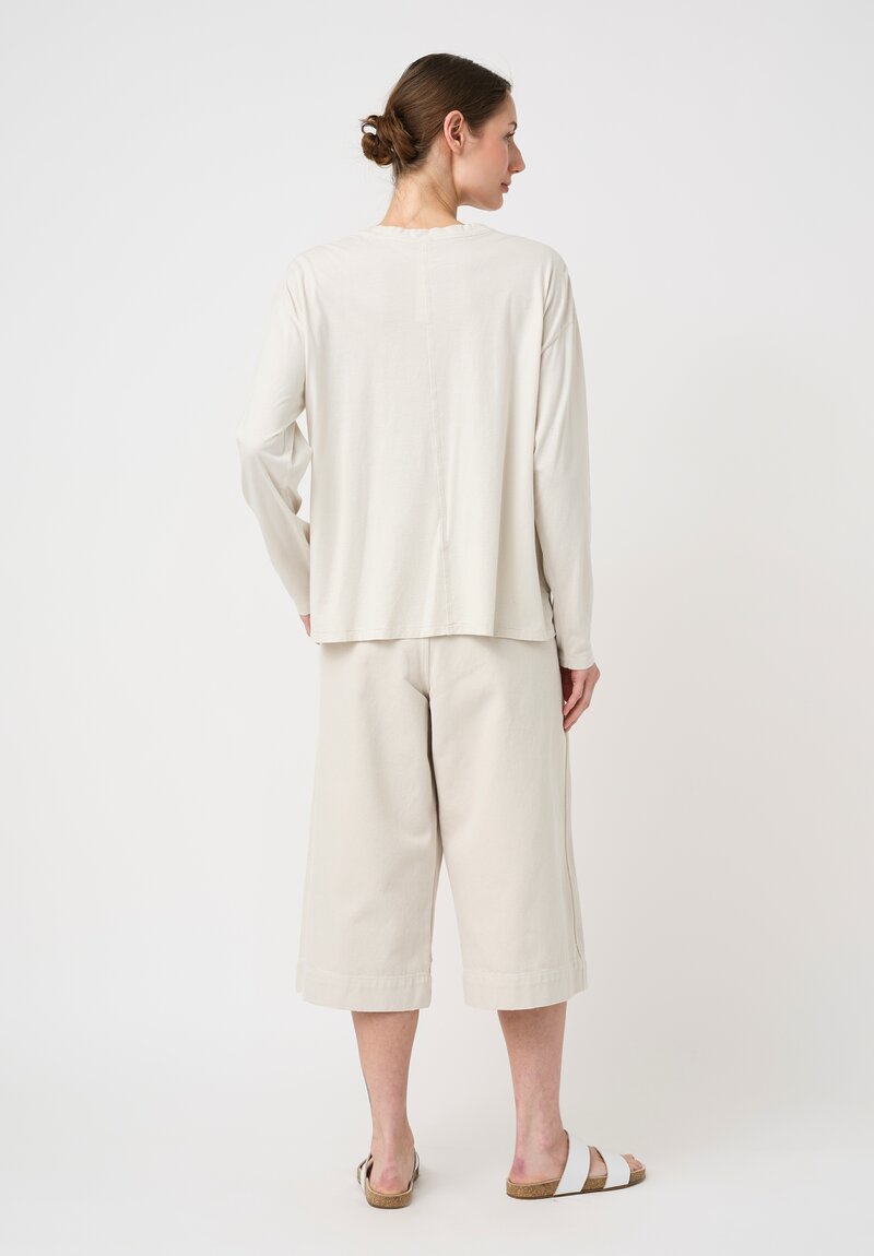 Lauren Manoogian Pima Cotton Long Sleeve Crew Neck Tee in Greige White