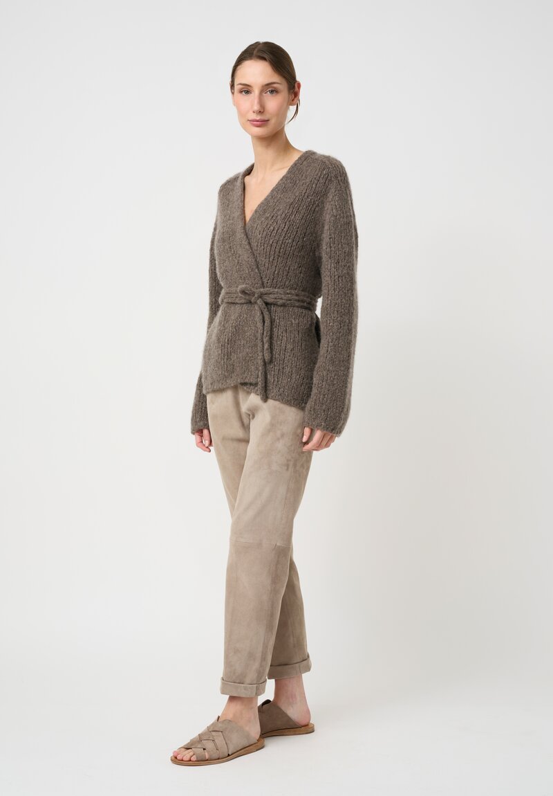 Wommelsdorff Hand Knit Cashmere & Silk Crop Belted Toshi Cardigan