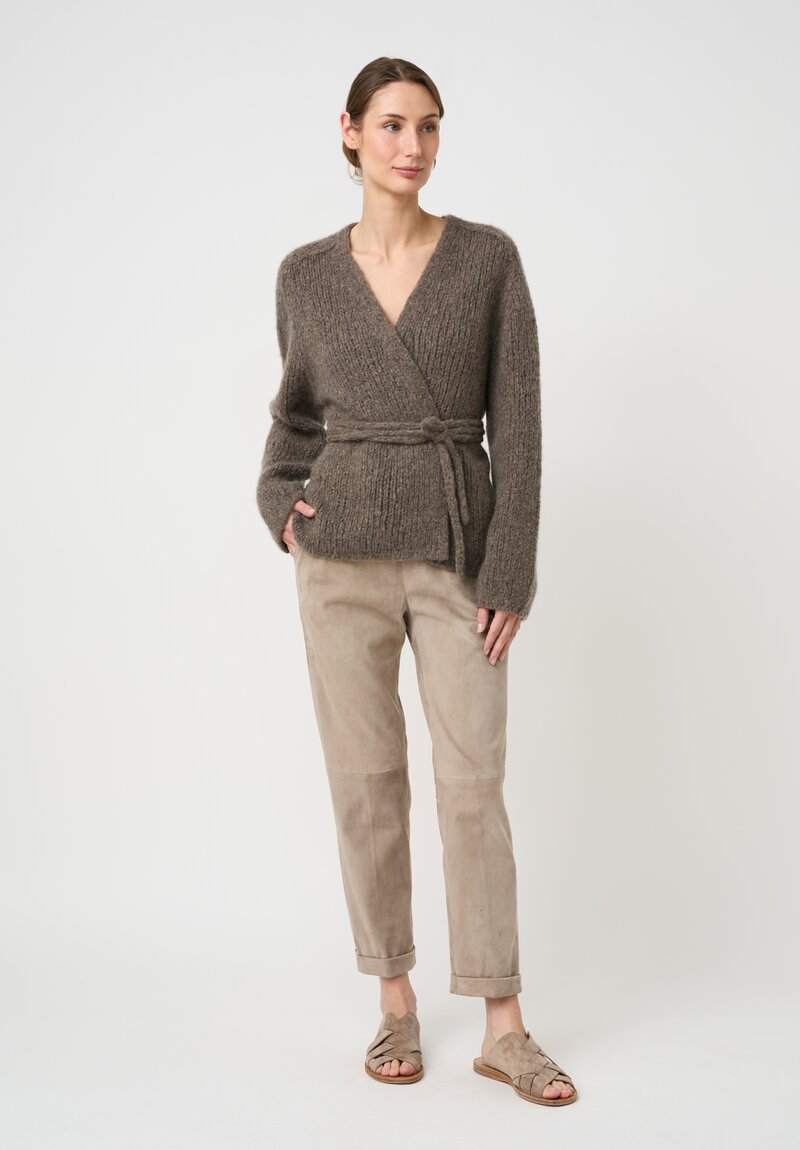 Wommelsdorff Hand Knit Cashmere & Silk Crop Belted Toshi Cardigan