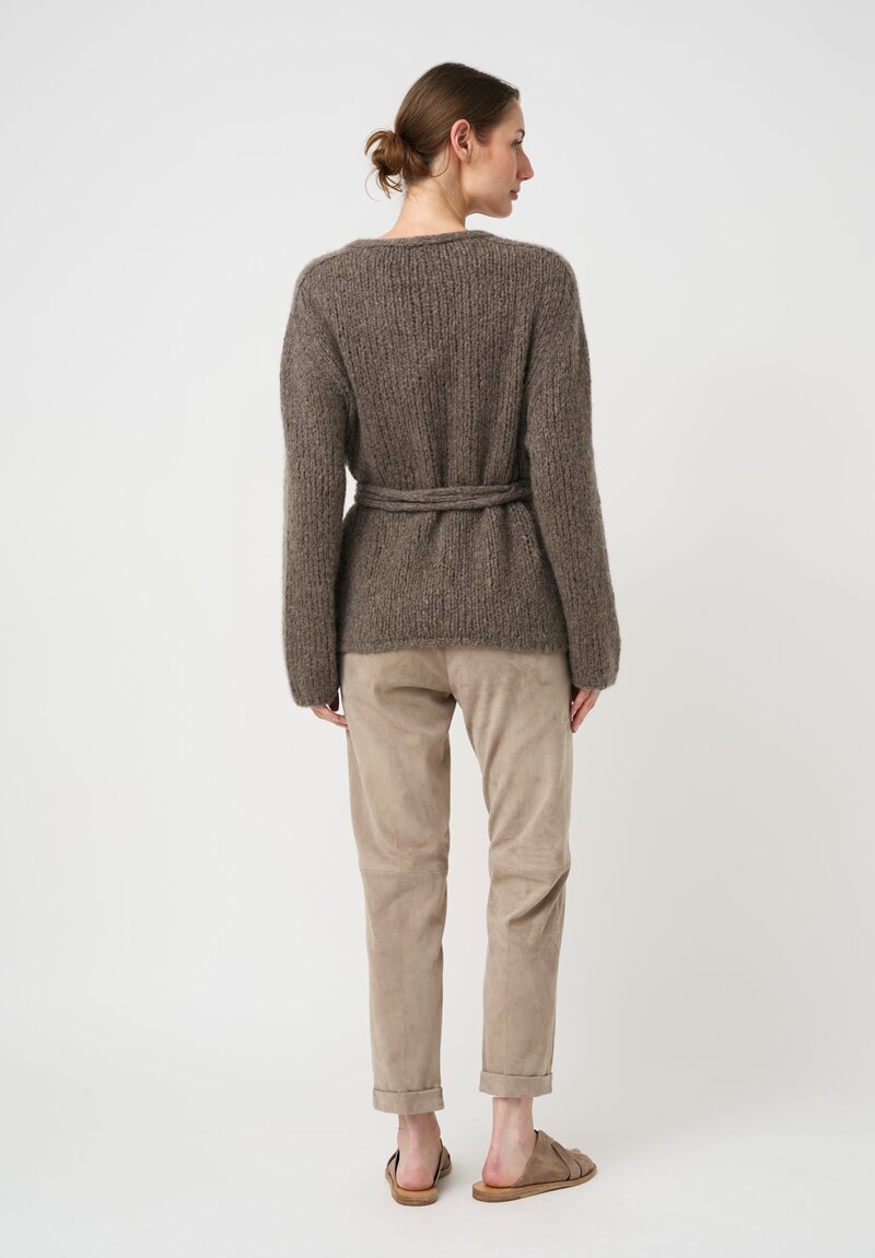 Wommelsdorff Hand Knit Cashmere & Silk Crop Belted Toshi Cardigan