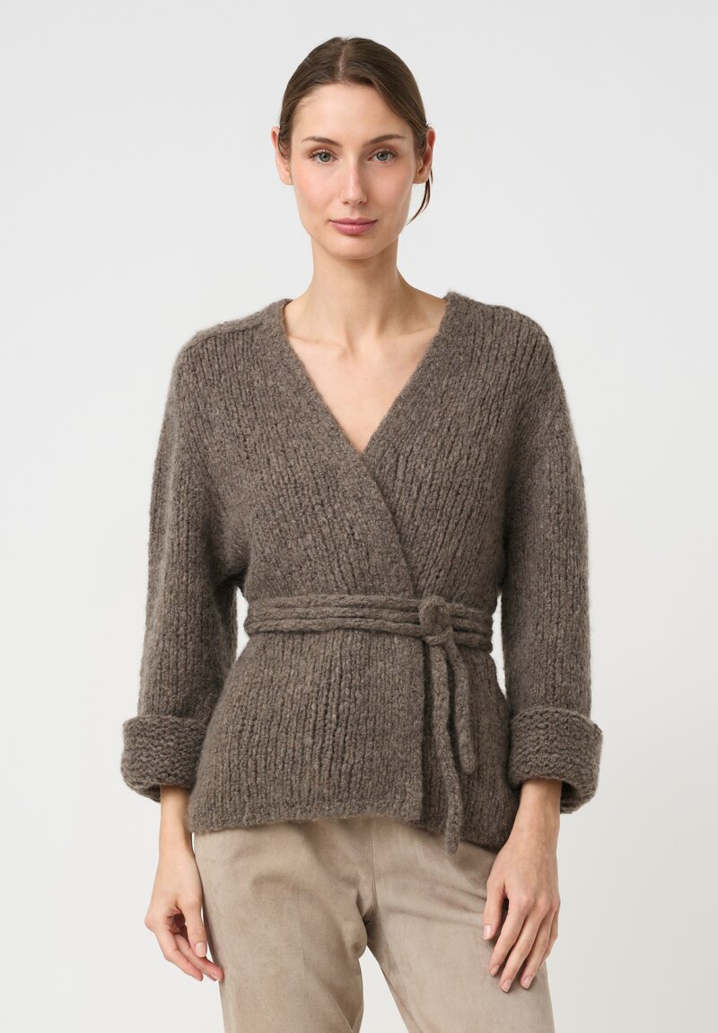 Wommelsdorff Hand Knit Cashmere & Silk Crop Belted Toshi Cardigan