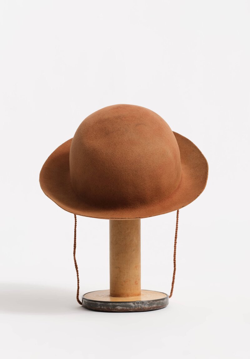 Horisaki Design & Handel Easy Burnt Rabbit Fur Felt Bowler Hat in Red Rock