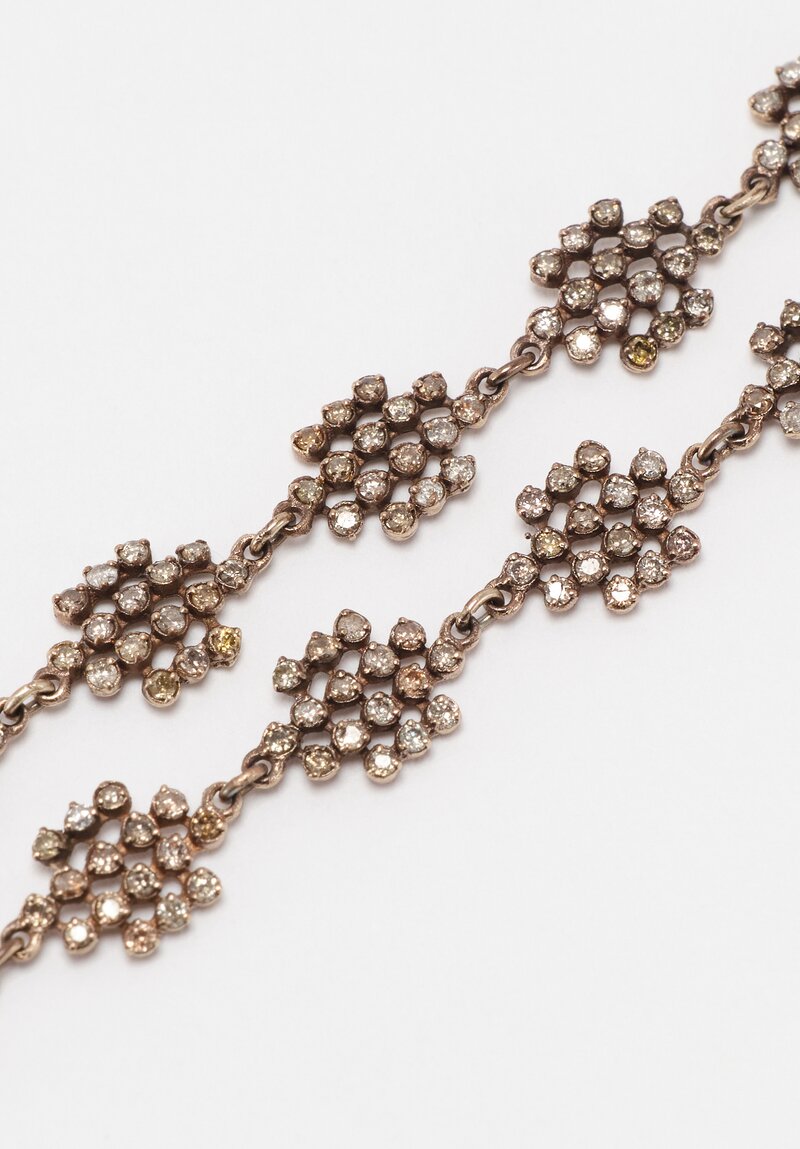 Noguchi Bijoux Patinated 14K White Gold Floating Diamond Cluster Tsubu Bracelet 6.75