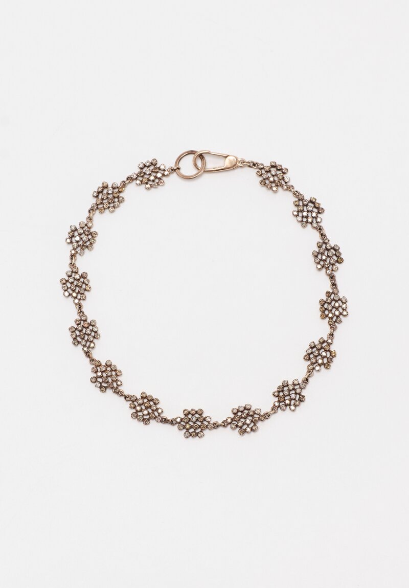 Noguchi Bijoux Patinated 14K White Gold Floating Diamond Cluster Tsubu Bracelet 6.75