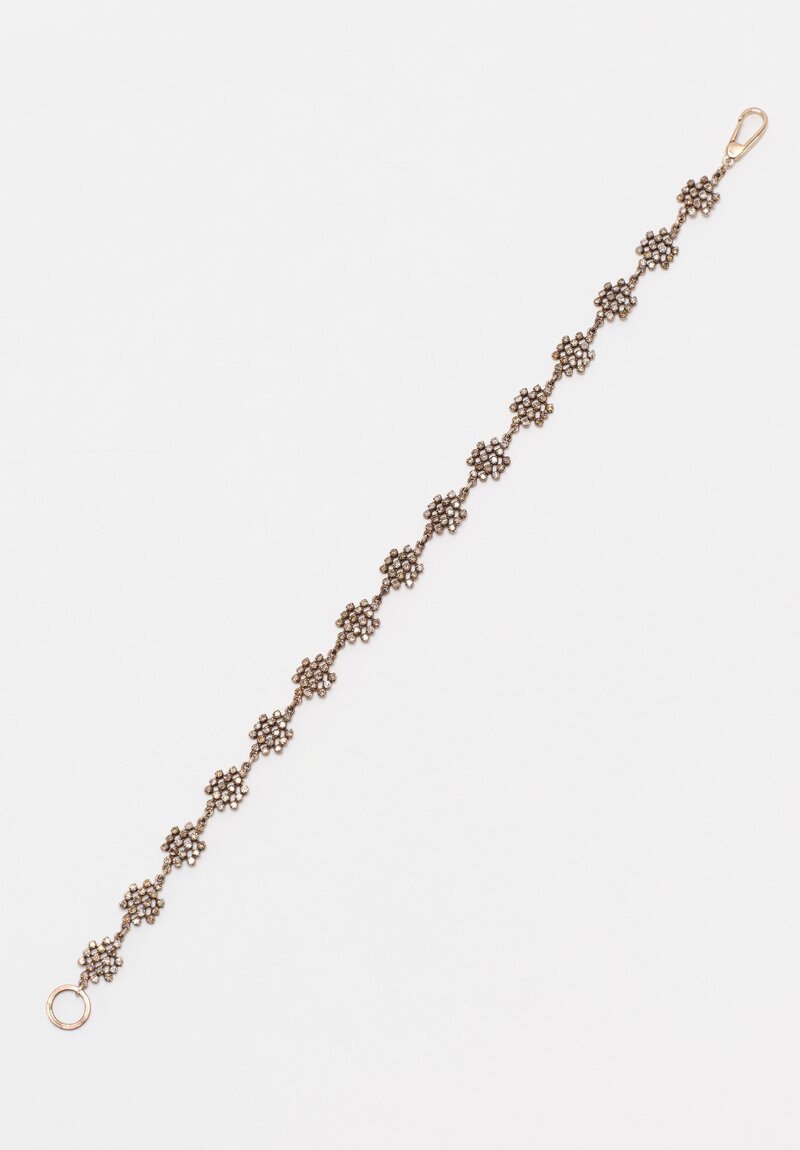 Noguchi Bijoux Patinated 14K White Gold Floating Diamond Cluster Tsubu Bracelet 6.75