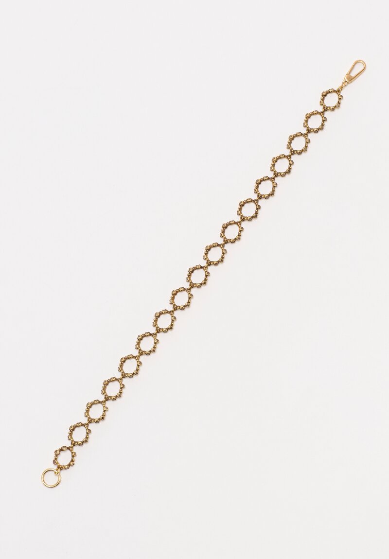 Noguchi Bijoux Granulated 14K Round Link & Pavé Brown Diamond Tsubu Bracelet 6.75