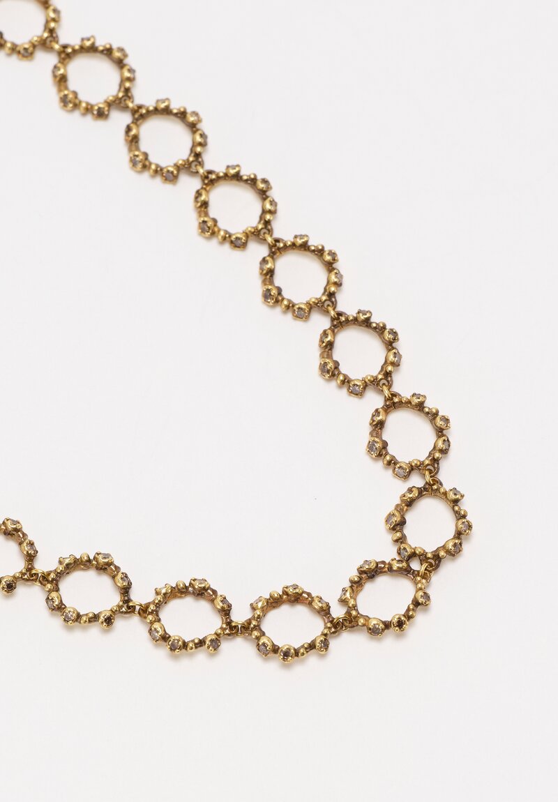 Noguchi Bijoux Granulated 14K Round Link & Pavé Brown Diamond Tsubu Bracelet 6.75