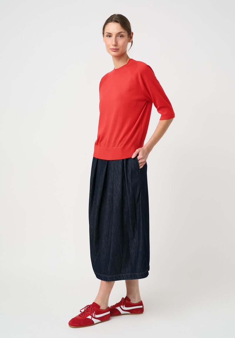 Dries Van Noten Thermal Raglan Crewneck Tuan Sweater in Poppy Red