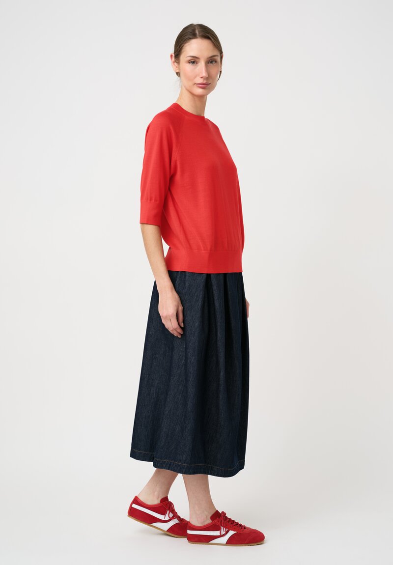 Dries Van Noten Thermal Raglan Crewneck Tuan Sweater in Poppy Red