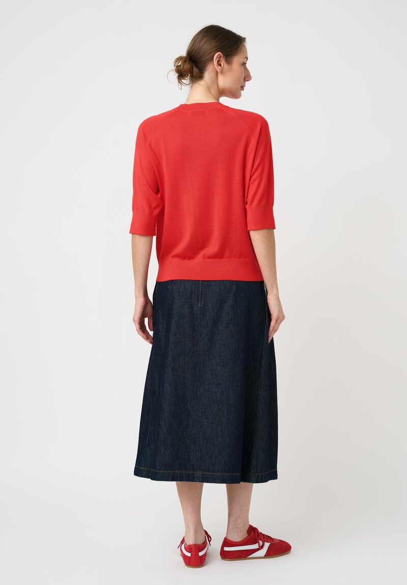 Dries Van Noten Thermal Raglan Crewneck Tuan Sweater in Poppy Red