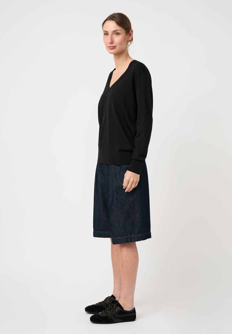 Dries Van Noten Thermal V-Neck Tuomas Sweater in Black