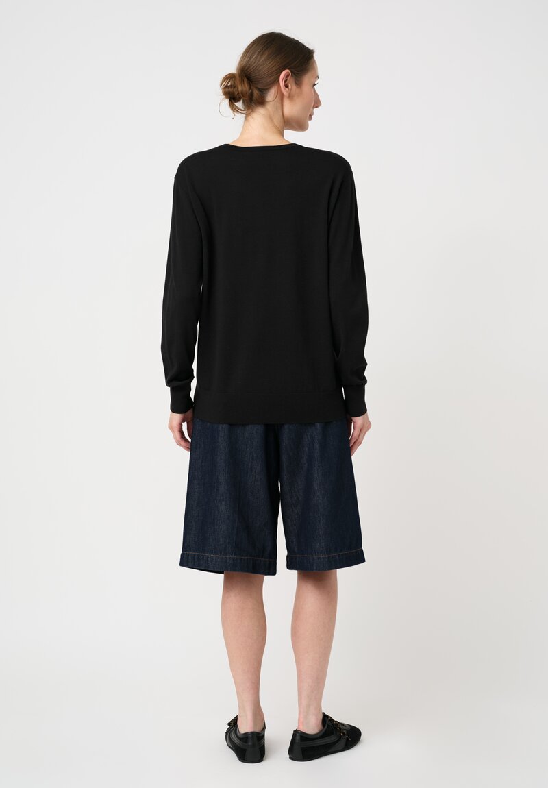 Dries Van Noten Thermal V-Neck Tuomas Sweater in Black