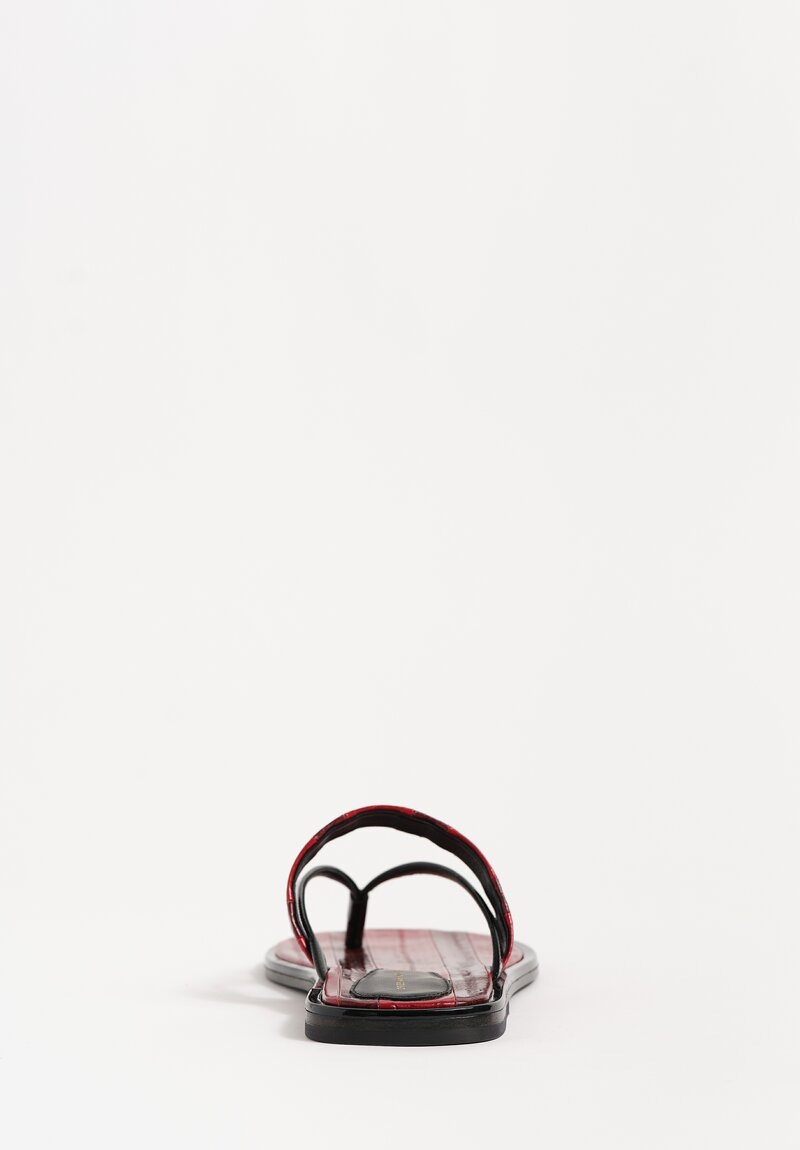Dries Van Noten Polished Leather Striped Thong Sandal