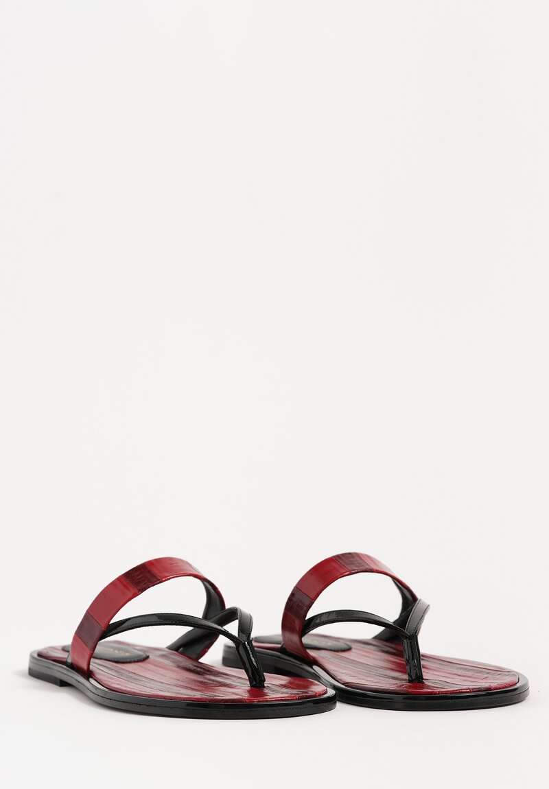 Dries Van Noten Polished Leather Striped Thong Sandal