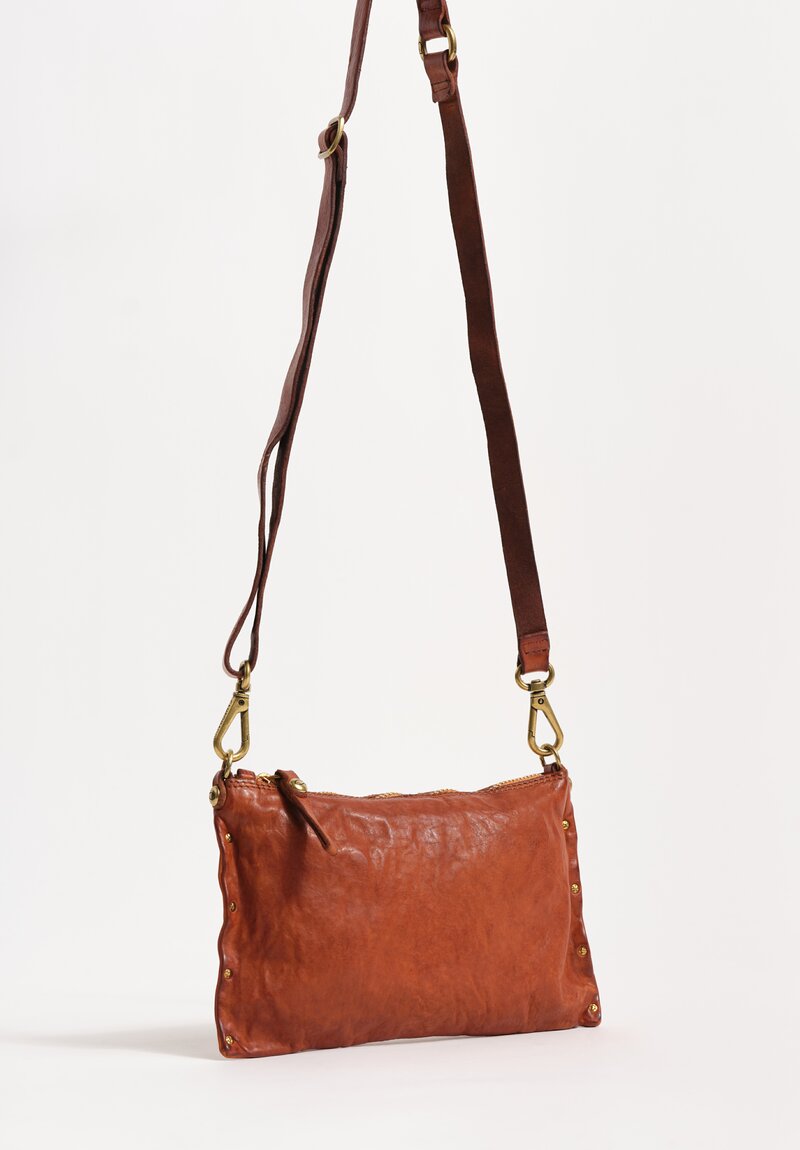 Campomaggi Studded Leather Convertible Pouch Cognac Brown