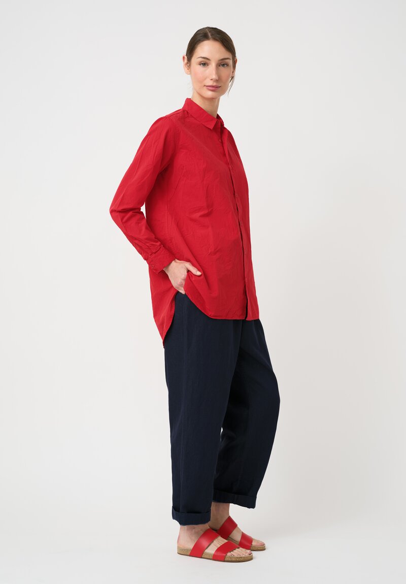 Casey Casey Washed Paper Cotton Clothilde Shirt in Lippy Red