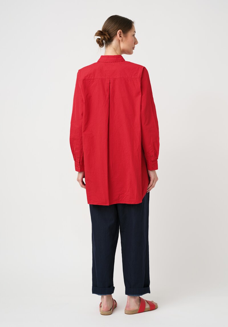 Casey Casey Washed Paper Cotton Clothilde Shirt in Lippy Red