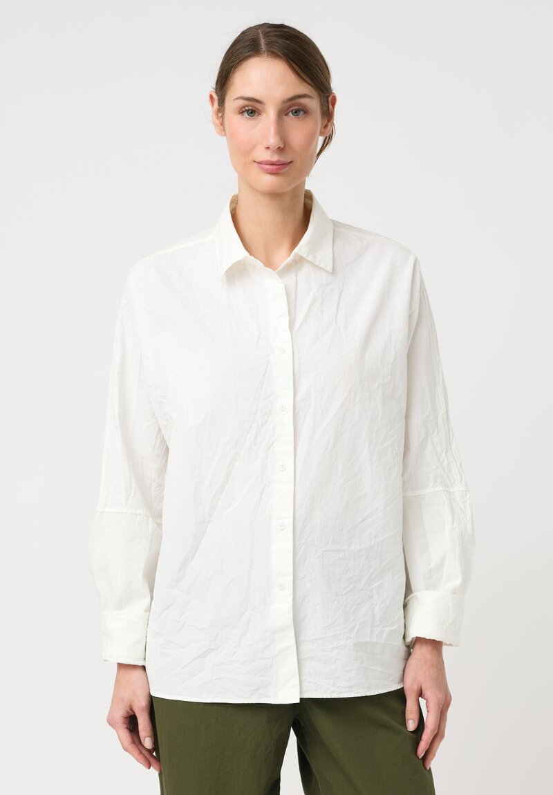 Casey Casey Washed Paper Cotton Waga Shirt in Off-White