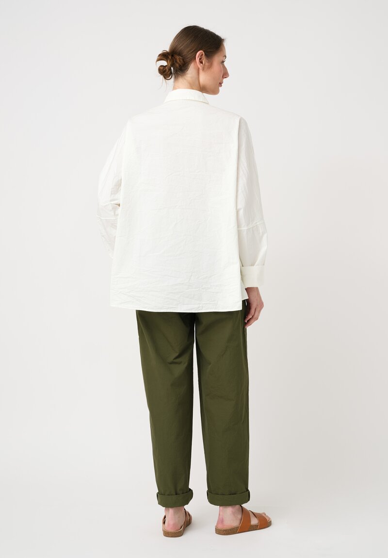 Casey Casey Washed Paper Cotton Waga Shirt in Off-White