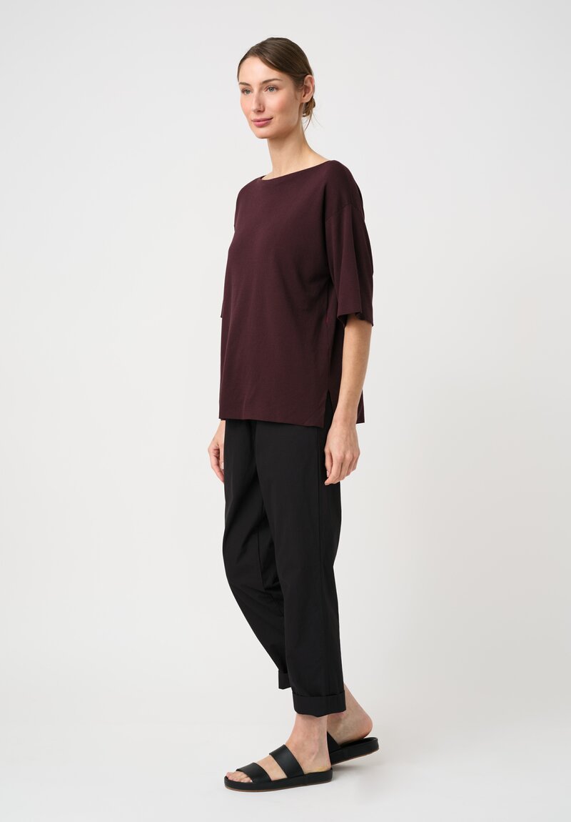 Casey Casey Cotton Jersey Crepe Isa Boatneck Top in Auburn Purple