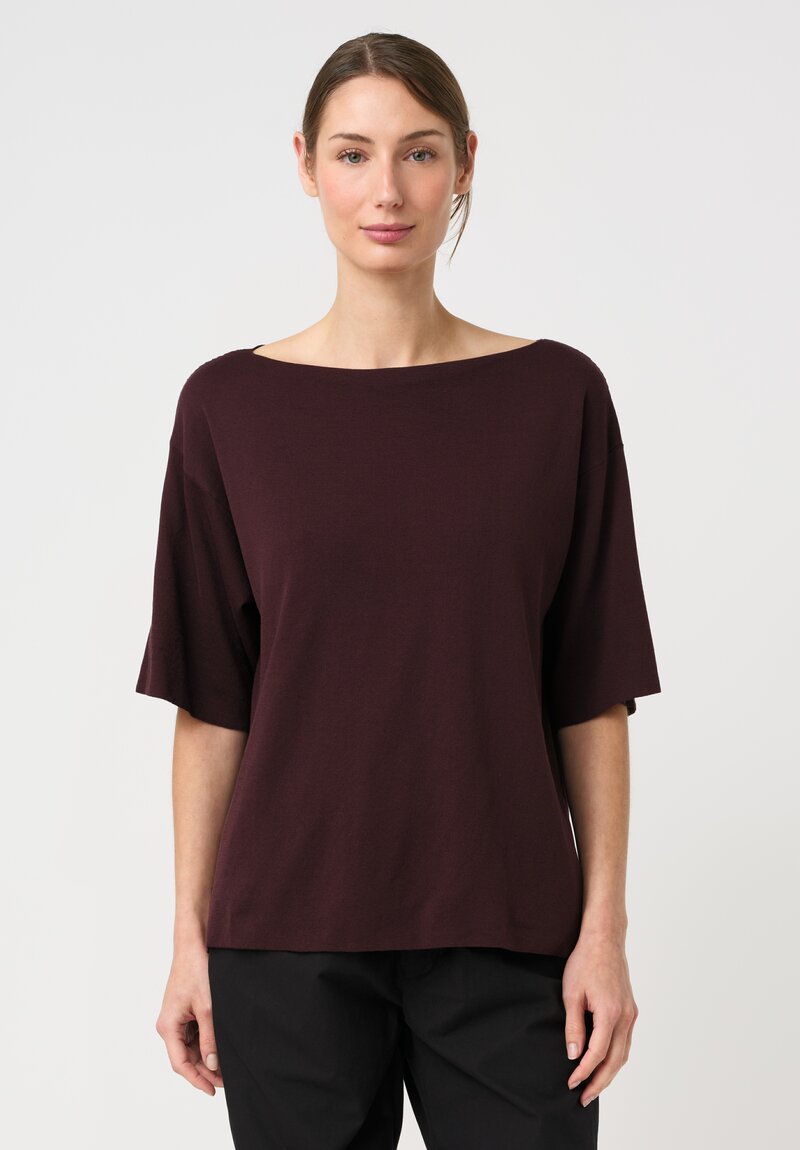 Casey Casey Cotton Jersey Crepe Isa Boatneck Top in Auburn Purple