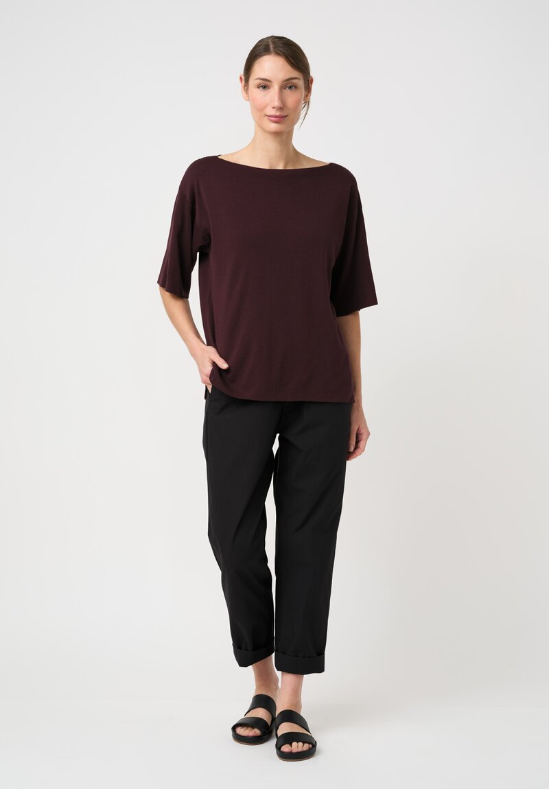 Casey Casey Cotton Jersey Crepe Isa Boatneck Top in Auburn Purple