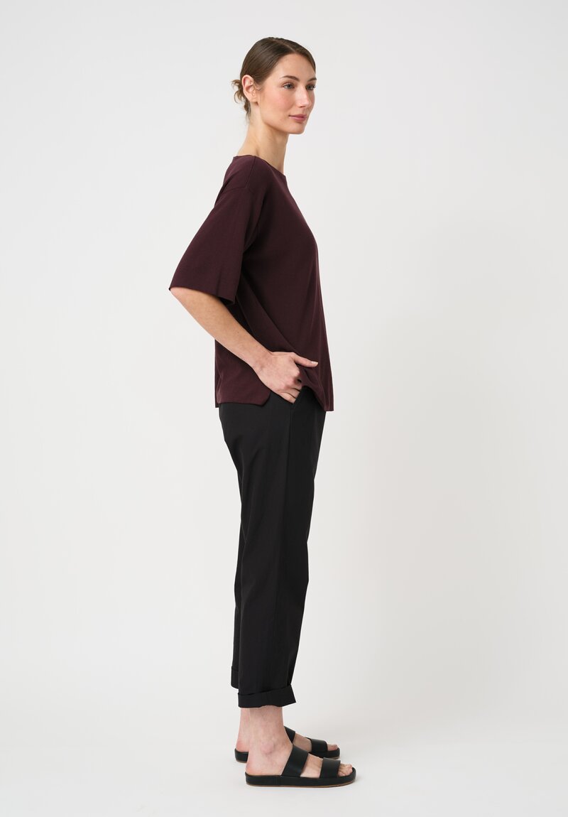 Casey Casey Cotton Jersey Crepe Isa Boatneck Top in Auburn Purple