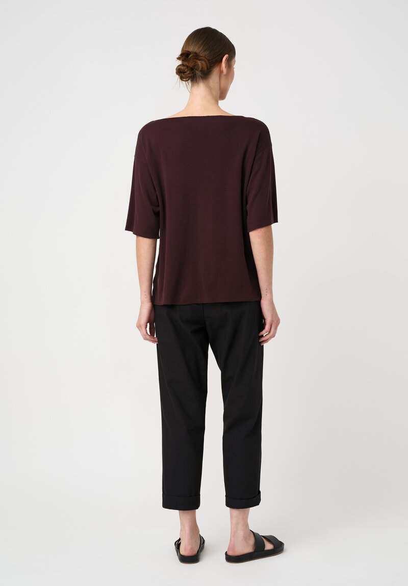 Casey Casey Cotton Jersey Crepe Isa Boatneck Top in Auburn Purple