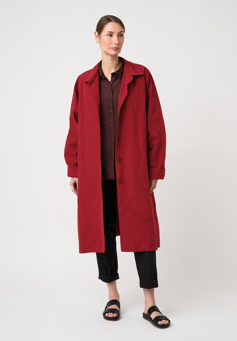 Casey Casey Washed Cotton Heavy Taffeta 2PCS Coat in Cuore Red