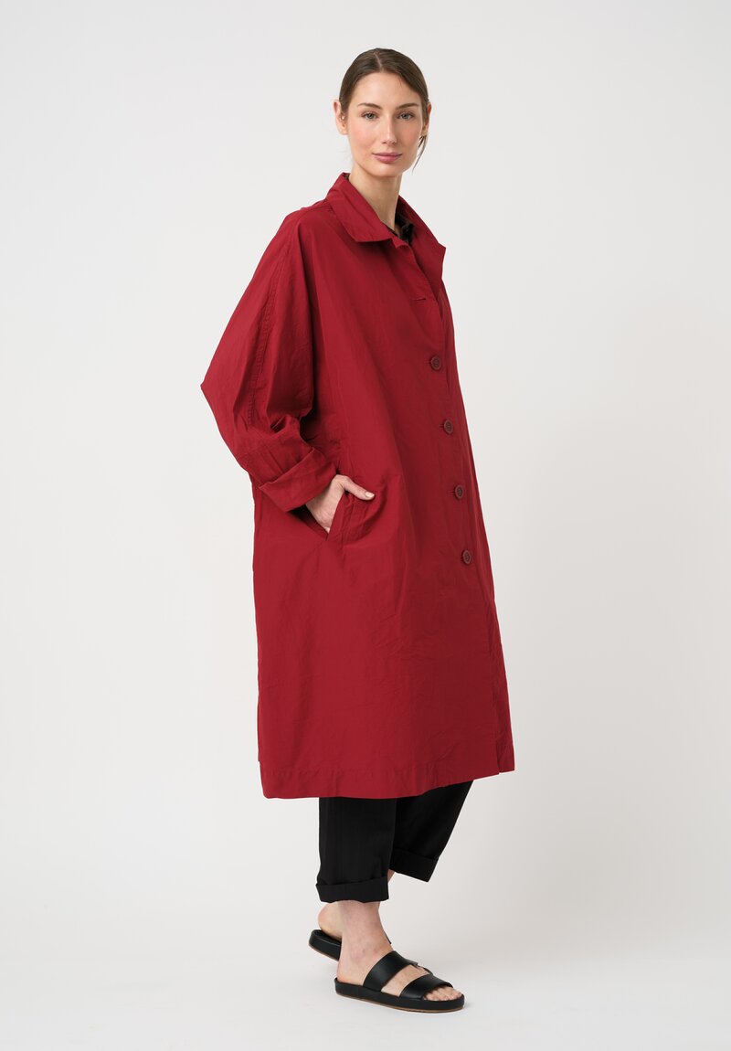 Casey Casey Washed Cotton Heavy Taffeta 2PCS Coat in Cuore Red