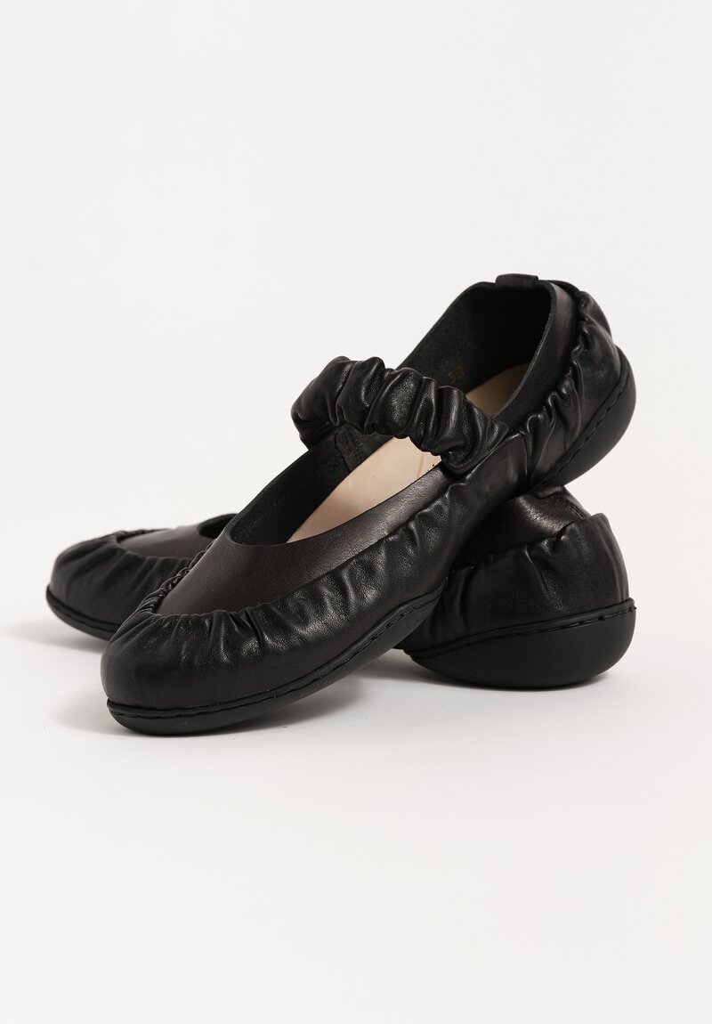 Trippen Waxed Leather Shimmer Mary Jane Ballet Flats