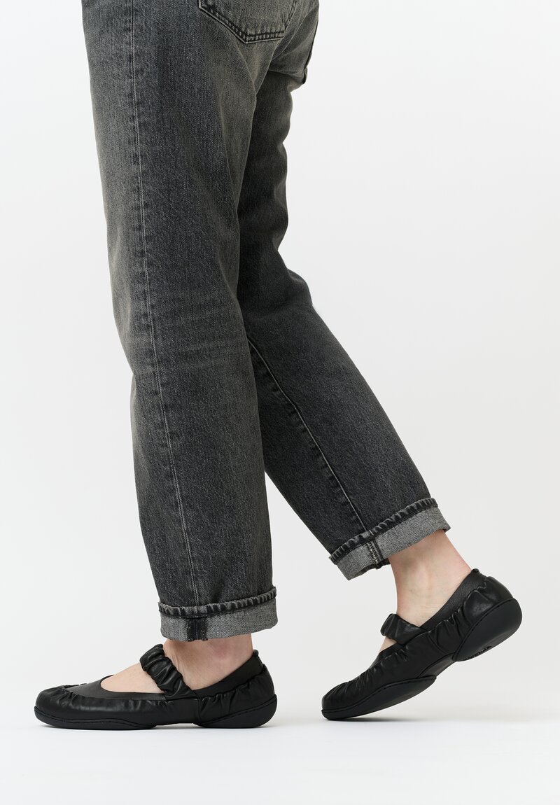 Trippen Waxed Leather Shimmer Mary Jane Ballet Flats