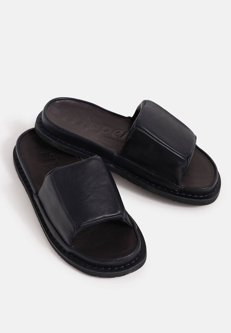 Trippen Waxed Leather Slip On Host Sandals